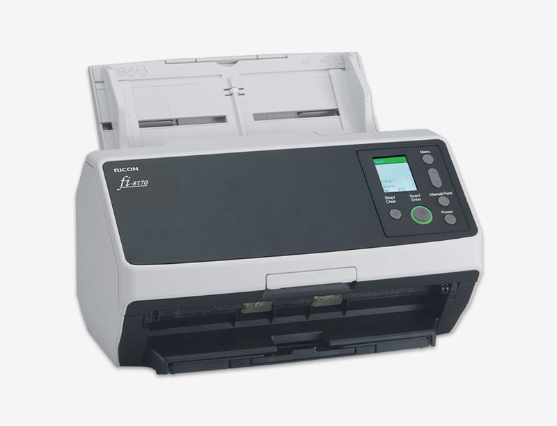 Ricoh fi-8170 desktop scanner, viewed from the right